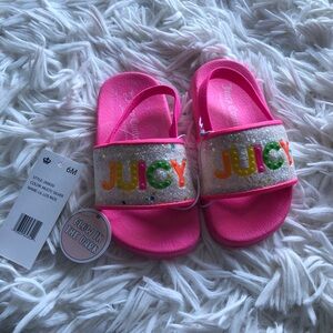 Bling Juicy Couture Toddler Sandals Size 6 Slip On Strap Glow In Dark Beach Pool